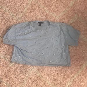 Baby Blue Pearl Crop Top Tee